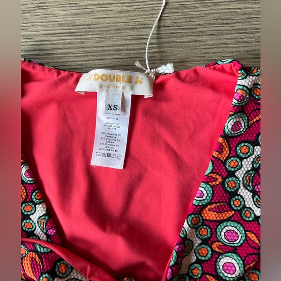 LA DOUBLEJ Tie Front Short Sleeve Swim Top & Bow Brief sz XS 425$ - Picture 9 of 13